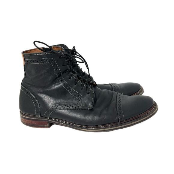 Johnston Murphy Men Warner Cap Toe Chukka Black Zip Leather Boots 10.5 Zip Laces main image 6